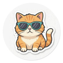 Koele Kat Met Zonnebril Sticker Grappige Esthetiek