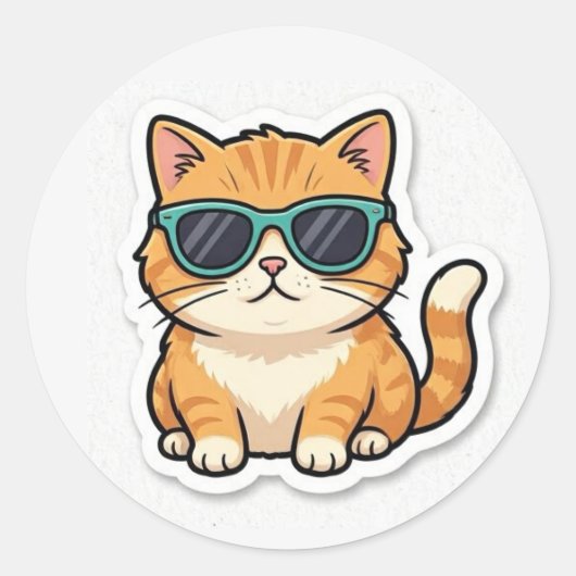 Koele Kat Met Zonnebril Sticker Grappige Esthetiek (Voorkant)