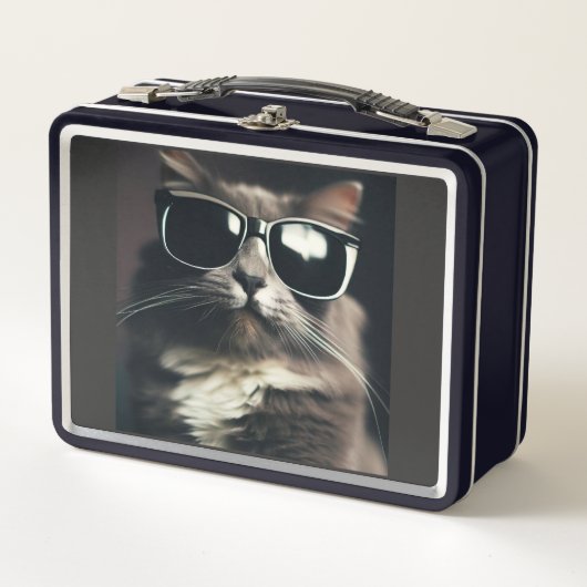 Koele Kat Metalen Lunchbox (Voorkant)