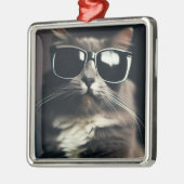 Koele Kat Metalen Ornament (Links)