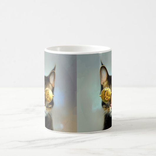 Koele kat monogram gepersonaliseerde katten cadeau koffiemok (Center)