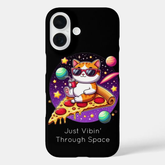 Koele Kat op Pizza in de Ruimte Case-Mate iPhone Case (Achterkant)