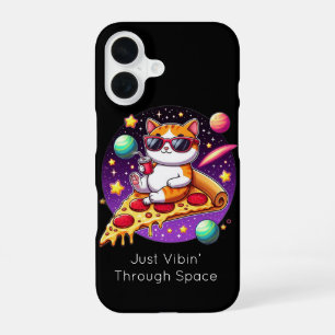 Koele Kat op Pizza in de Ruimte iPhone 16 Hoesje