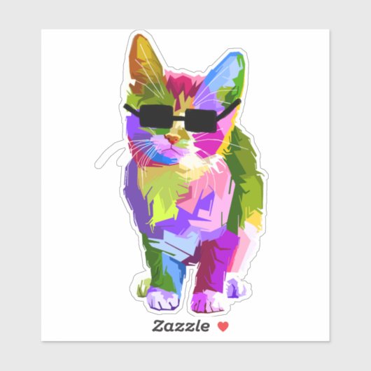 Koele kat schattig kleurrijk sticker (Vel)