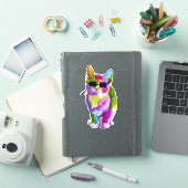 Koele kat schattig kleurrijk sticker (iPad Cover)