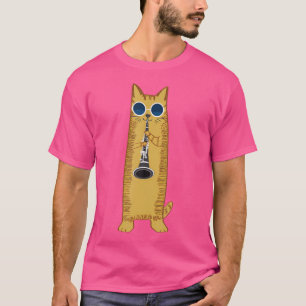 Koele Kat Speelt Klarinet Hippy Hipster Kitty T-shirt