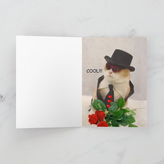 Koele Kat Valentijn Feestdagen Kaart (Binnen)