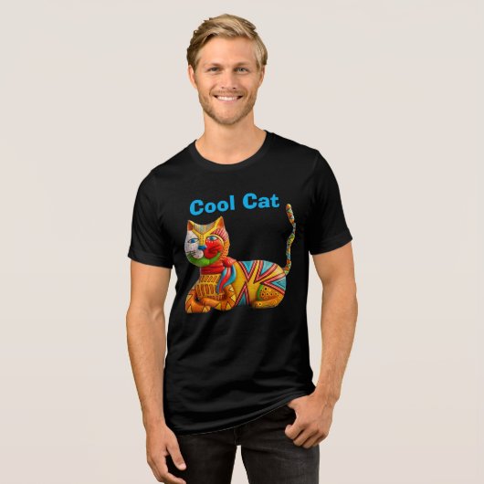 Koele kat Whimsical ontwerp Tri-Blend Shirt (Voorkant volledig)