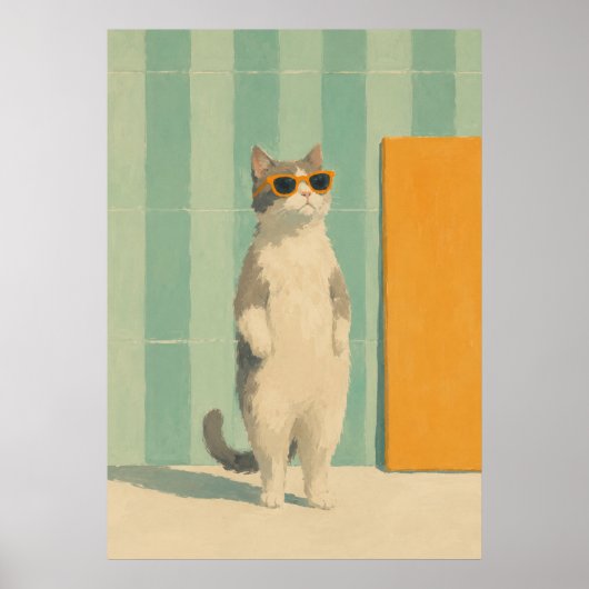koele kat zomer vibe poster (Voorkant)