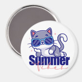 Koele kat zomer vibes magneet (Voorkant / Achterkant)