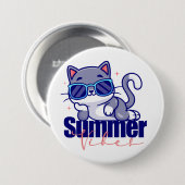 Koele kat zomer vibes ronde button 7,6 cm (Voorkant /achterkant)