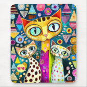 Koele katten abstract muismat (Voorkant)
