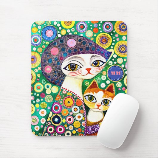 Koele katten abstract muismat (Met muis)