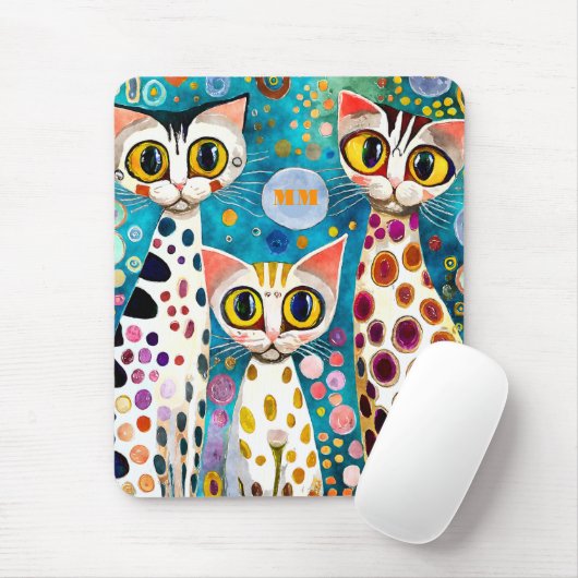 Koele katten abstract muismat (Met muis)