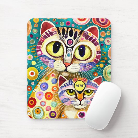 Koele katten abstract muismat (Met muis)