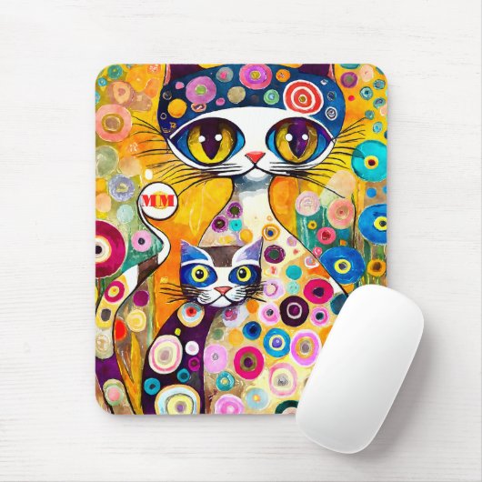 Koele katten abstract muismat (Met muis)