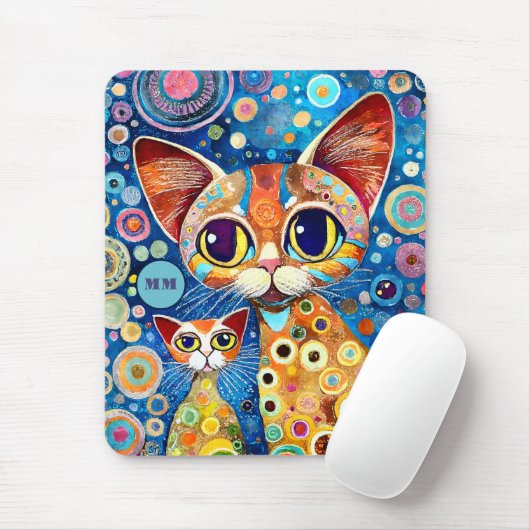 Koele katten abstract muismat (Met muis)