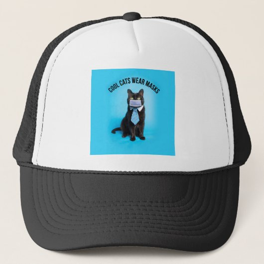 Koele katten dragen maskers trucker pet (Voorkant)