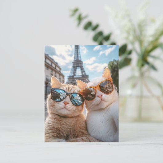 Koele katten in Parijs Briefkaart (Staand voorkant)