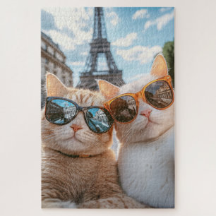 Koele katten in Parijs Legpuzzel