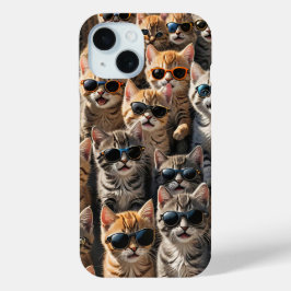 Koele katten met een zonnebril iPhone 15 case