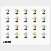 Koele katten met pot goud vierkante sticker (Vel)