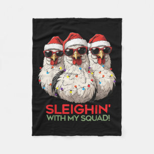 Koele kerst kip in Gles, grappige grafische kip Fleece Deken