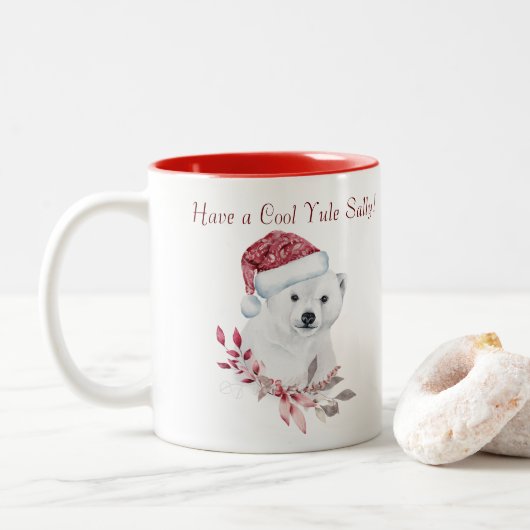 koele kerst polarbeer rode en witte mok (Met donut)
