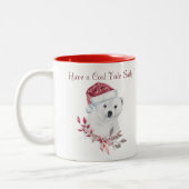 koele kerst polarbeer rode en witte mok (Links)
