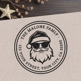 Koele Kerstman in zonnebril Kerstmis retour adres Rubberstempel