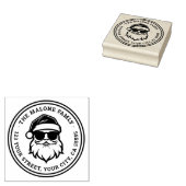 Koele Kerstman in zonnebril Kerstmis retour adres Rubberstempel (Gestempeld)
