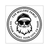 Koele Kerstman in zonnebril Kerstmis retour adres Rubberstempel (Afrduk)