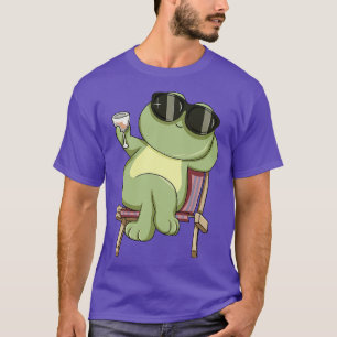 Koele kikker drink een glaswijn t-shirt