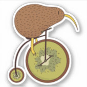 Koele Kiwi Vogel op Kiwi Fruit Sticker (Voorkant)