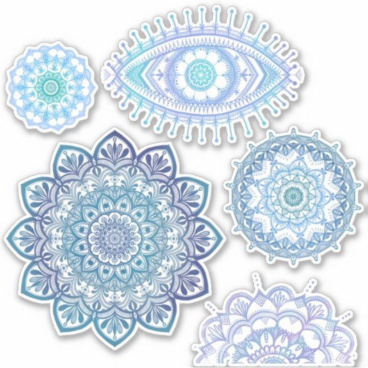 Koele kleur Megaflora Design Mandala Sticker (Voorkant)