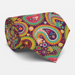 koele kleuren betegeld paisleypatroon stropdas