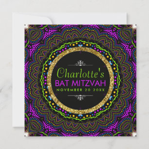 Koele Kleuren Groovy Bloem Bat Mitzvah Uitnodiging