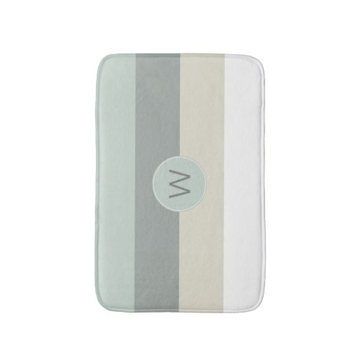 Koele kleuren Minimalistische strepen met Monogram Badmat (Voorkant Verticaal)