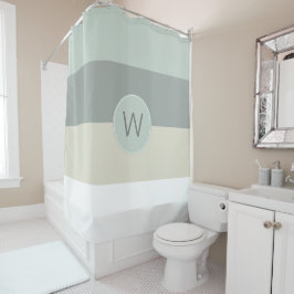 Koele kleuren Minimalistische strepen met Monogram Douchegordijn