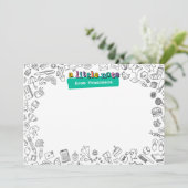 Koele kleurplaat gepersonaliseerde platte kaart (Staand voorkant)