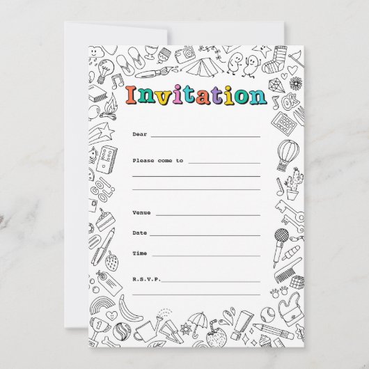 Koele Kleurplaat vlakke uitnodigingskaart Kaart (Voorkant)