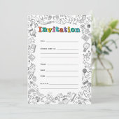 Koele Kleurplaat vlakke uitnodigingskaart Kaart (Staand voorkant)