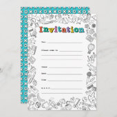 Koele Kleurplaat vlakke uitnodigingskaart Kaart (Voorkant / Achterkant)