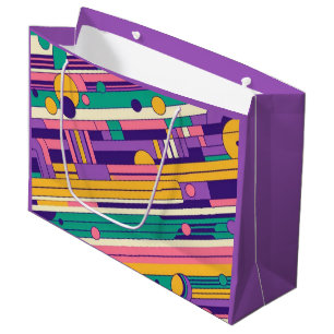 Koele, kleurrijke 80s / 90s retro ontworpen groot cadeauzakje