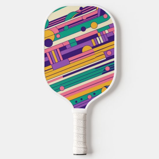 Koele, kleurrijke 80s / 90s retro ontworpen pickleball paddle (Voorkant)