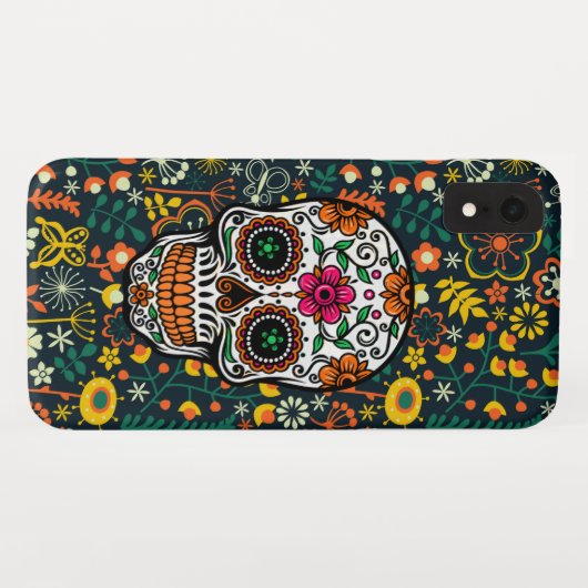Koele kleurrijke bloemensuiker schedel Case-Mate iPhone case (Achterkant (horizontaal))