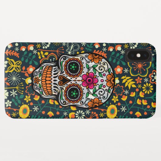 Koele kleurrijke bloemensuiker schedel Case-Mate iPhone case (Achterkant (horizontaal))