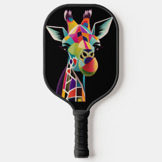 Koele kleurrijke Giraffe gezicht Abstract Pickleball Paddle