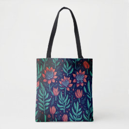 Koele kleurrijke groene vetplanten rood bloemmotie tote bag