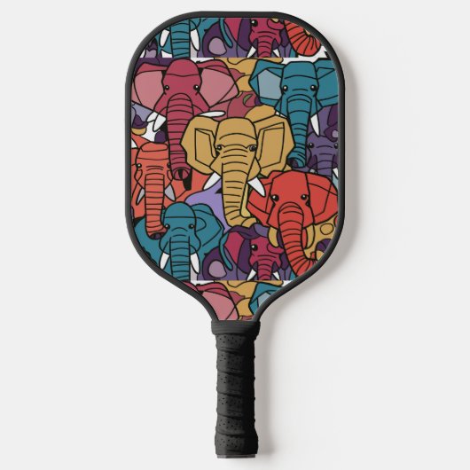 Koele kleurrijke olifanten Abstract Pickleball Paddle (Voorkant)